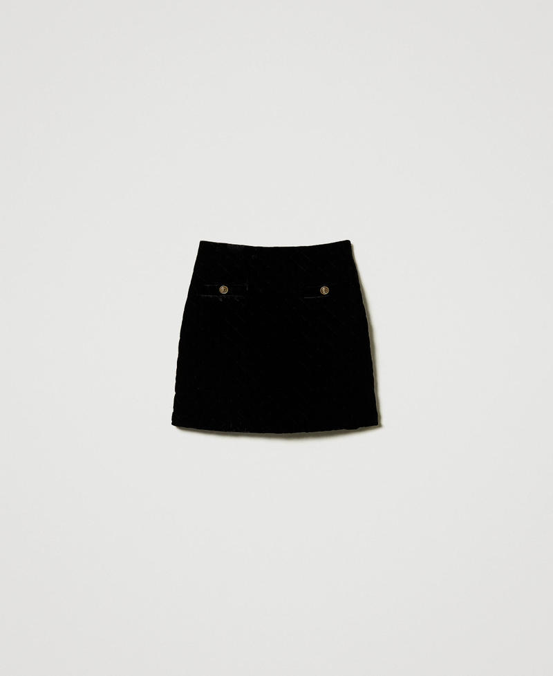 Quilted velvet miniskirt