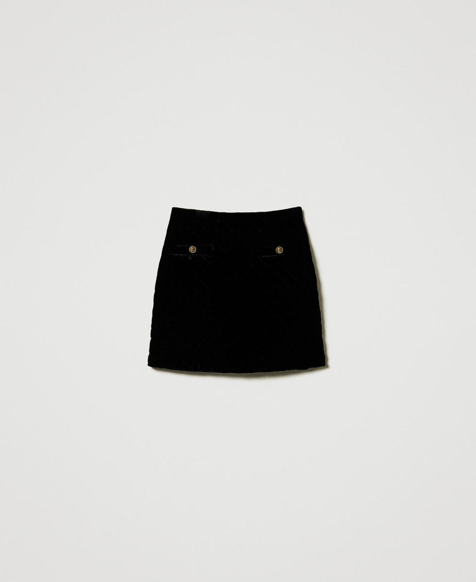 Mini-jupe en velours matelass&eacute;