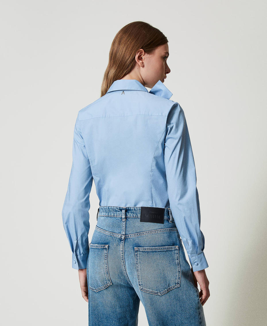 Camicia in popeline con fiocco Air Blue Donna 242AT2291_00674_04
