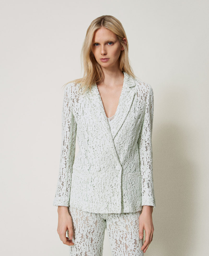 Floral lace blazer Water Green Woman 251TT2012_12371_04
