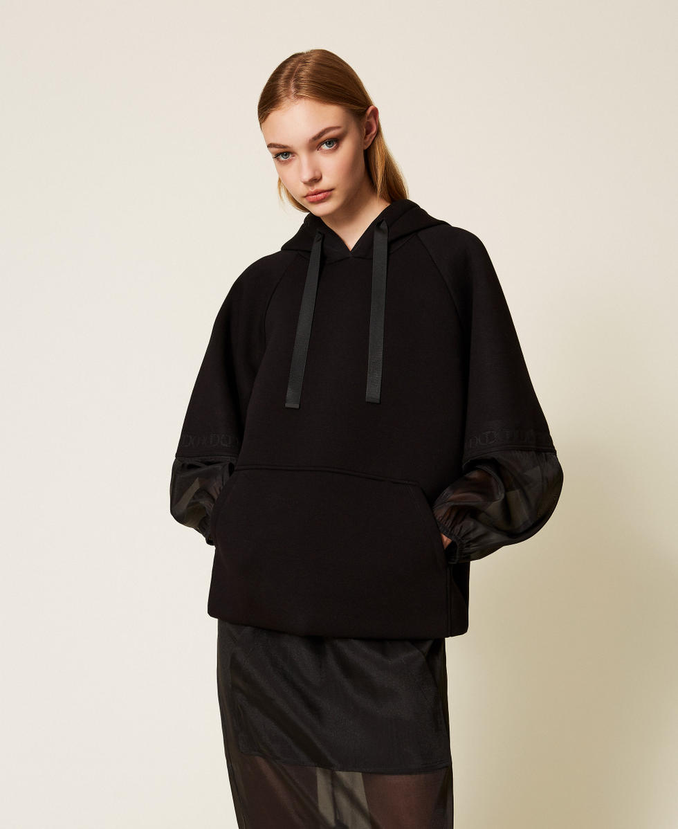 Толстовка из неопреновой ткани и органзы