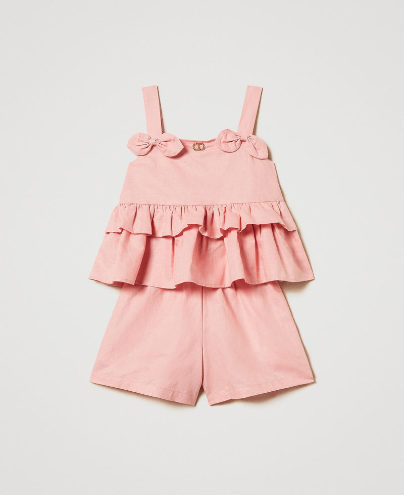 Top e shorts in misto lino Sweet Rose Bambina 251GJ2404_00533_01