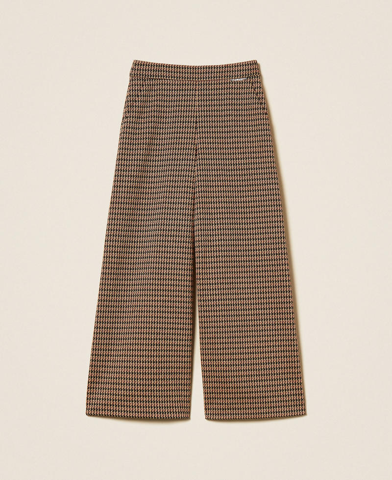 Houndstooth palazzo trousers "Iced Coffee" Brown/Red Ruby Houndstooth Girl 262GJ2092_13819_S0
