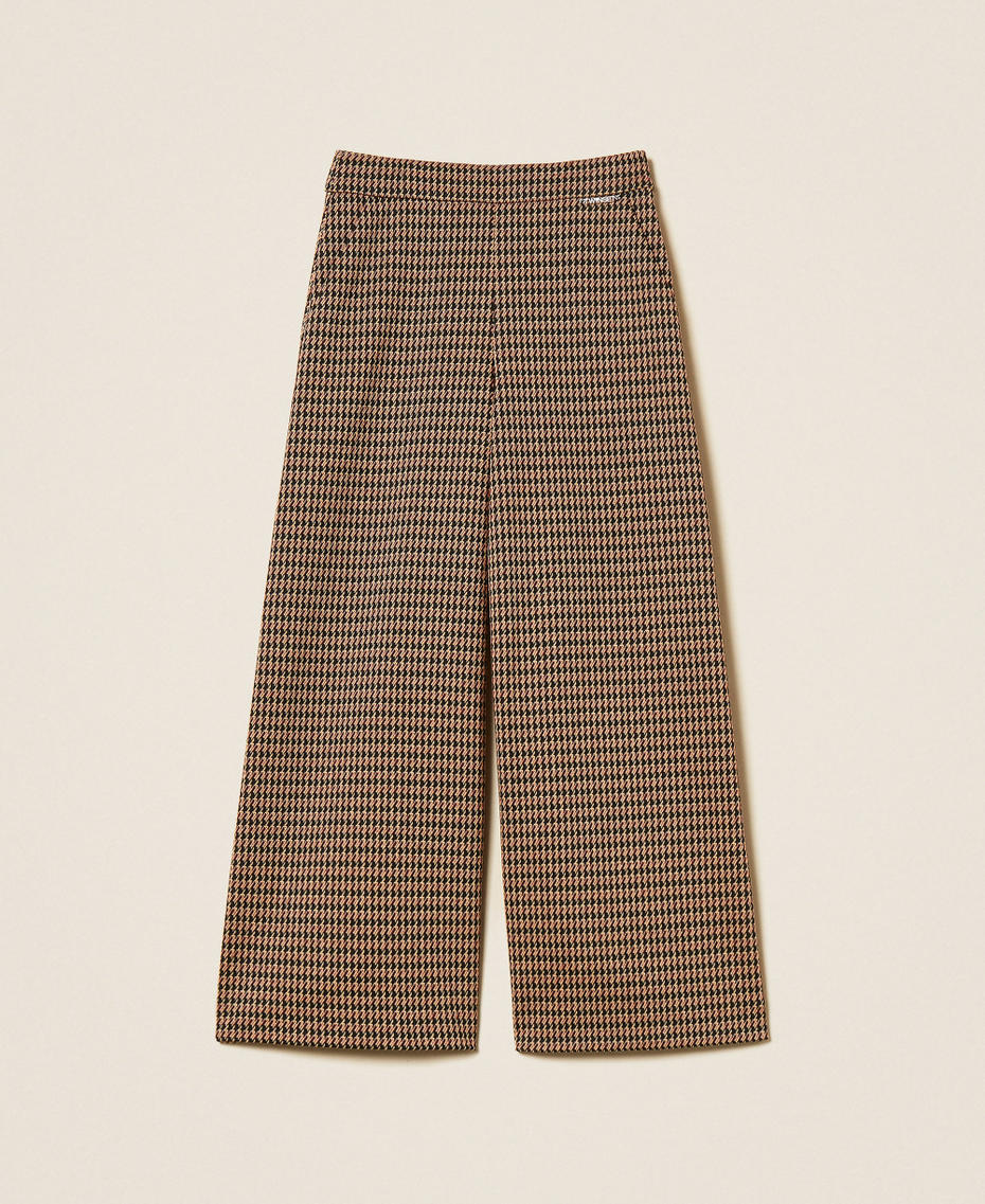 Houndstooth palazzo trousers "Iced Coffee" Brown/Red Ruby Houndstooth Girl 262GJ2092_13819_S0