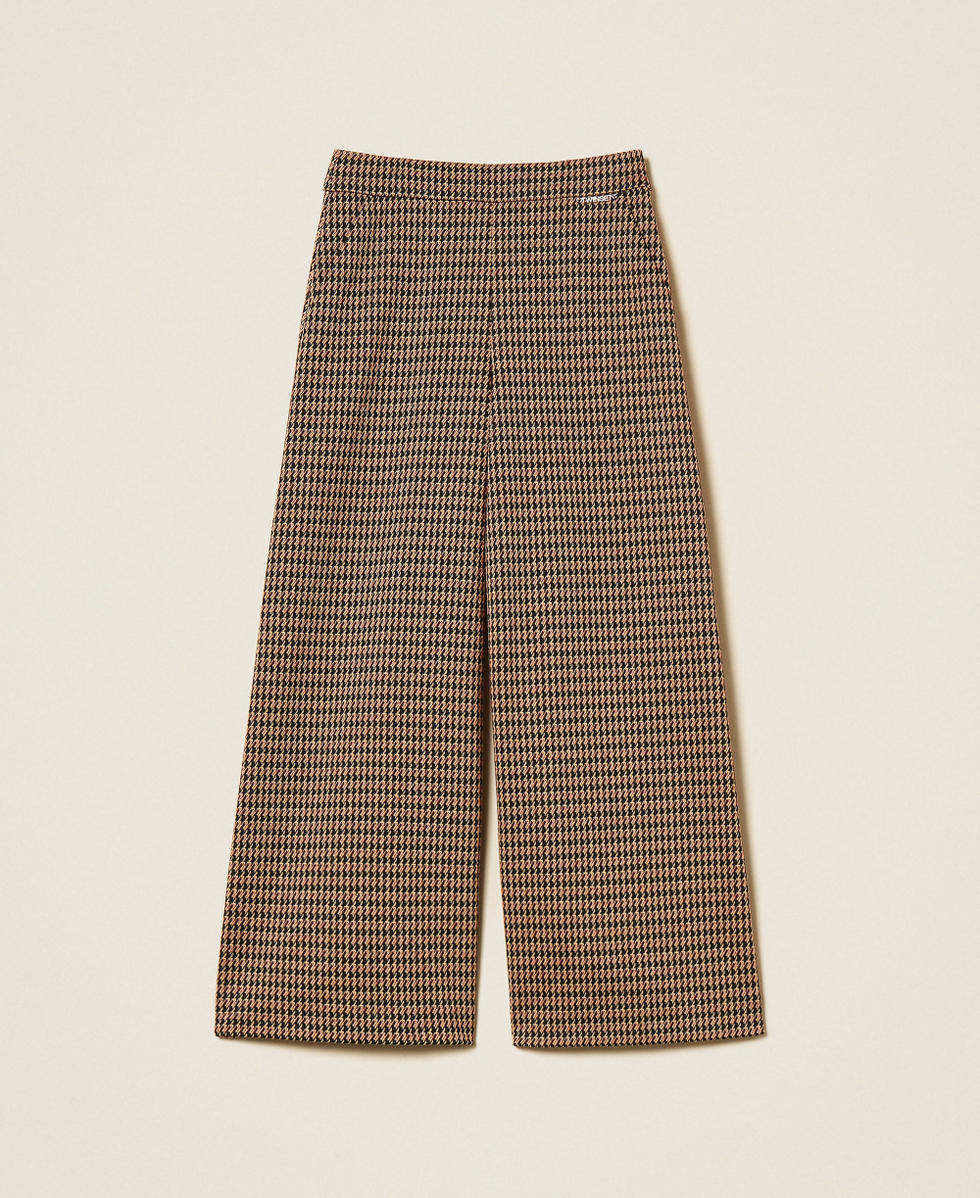 Houndstooth palazzo trousers "Iced Coffee" Brown/Red Ruby Houndstooth Girl 262GJ2092_13819_S0