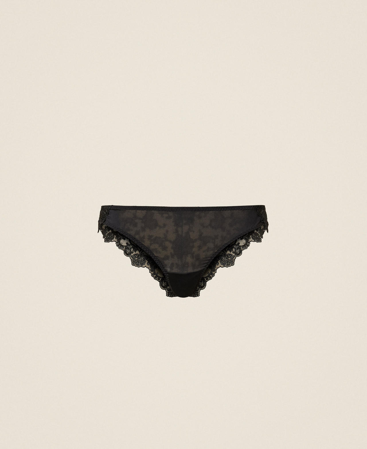 Charmeuse and embroidered tulle Brazilian briefs