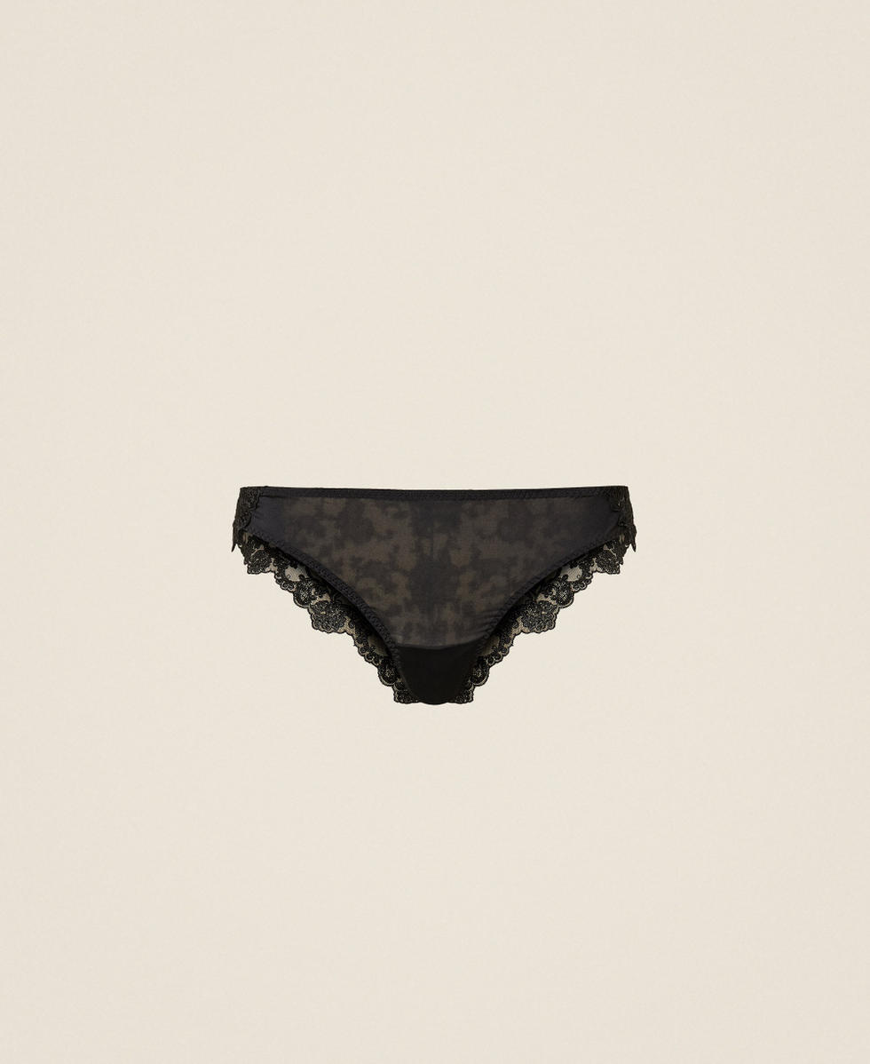 Charmeuse and embroidered tulle Brazilian briefs