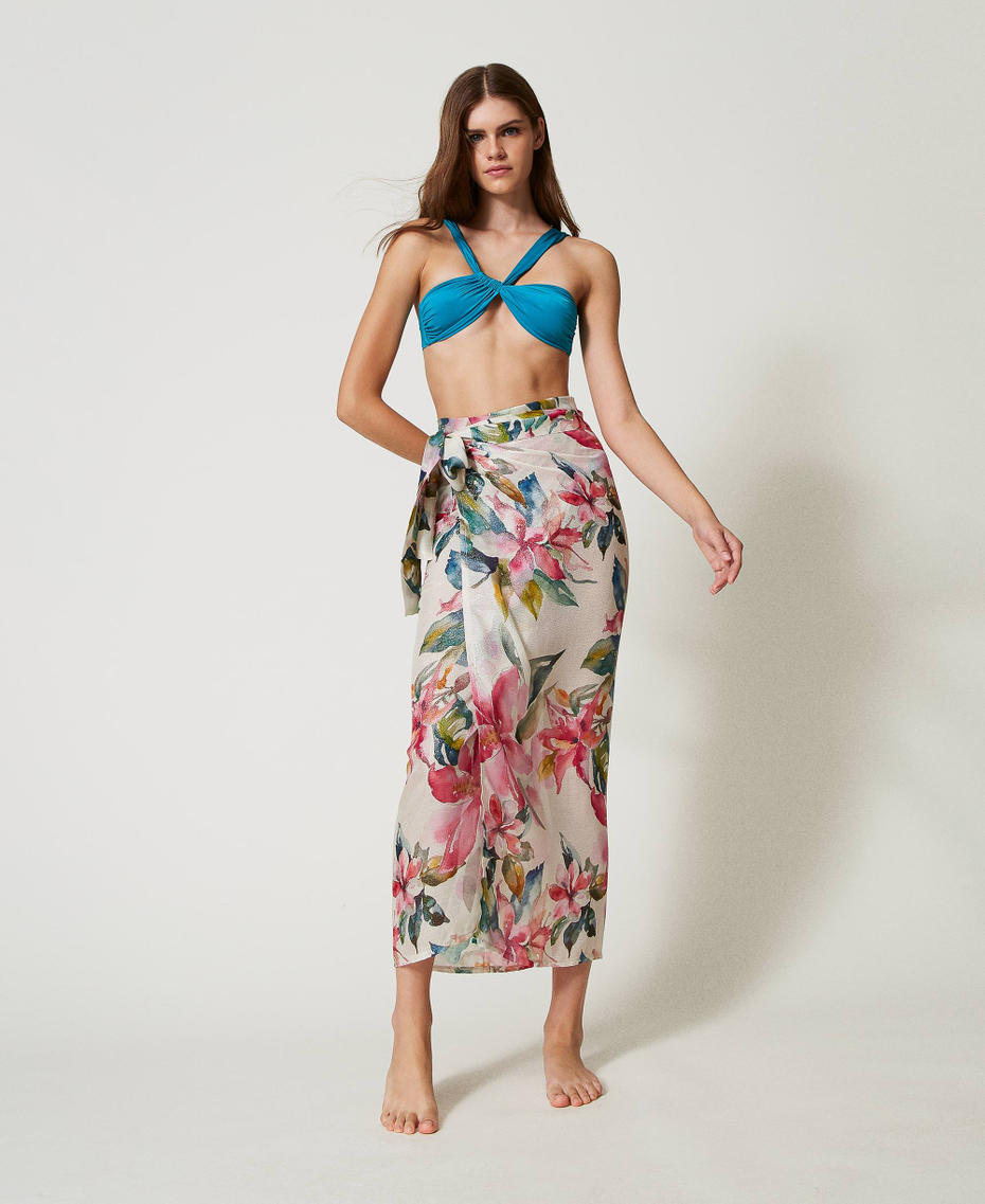 Парео с люрексом и принтом