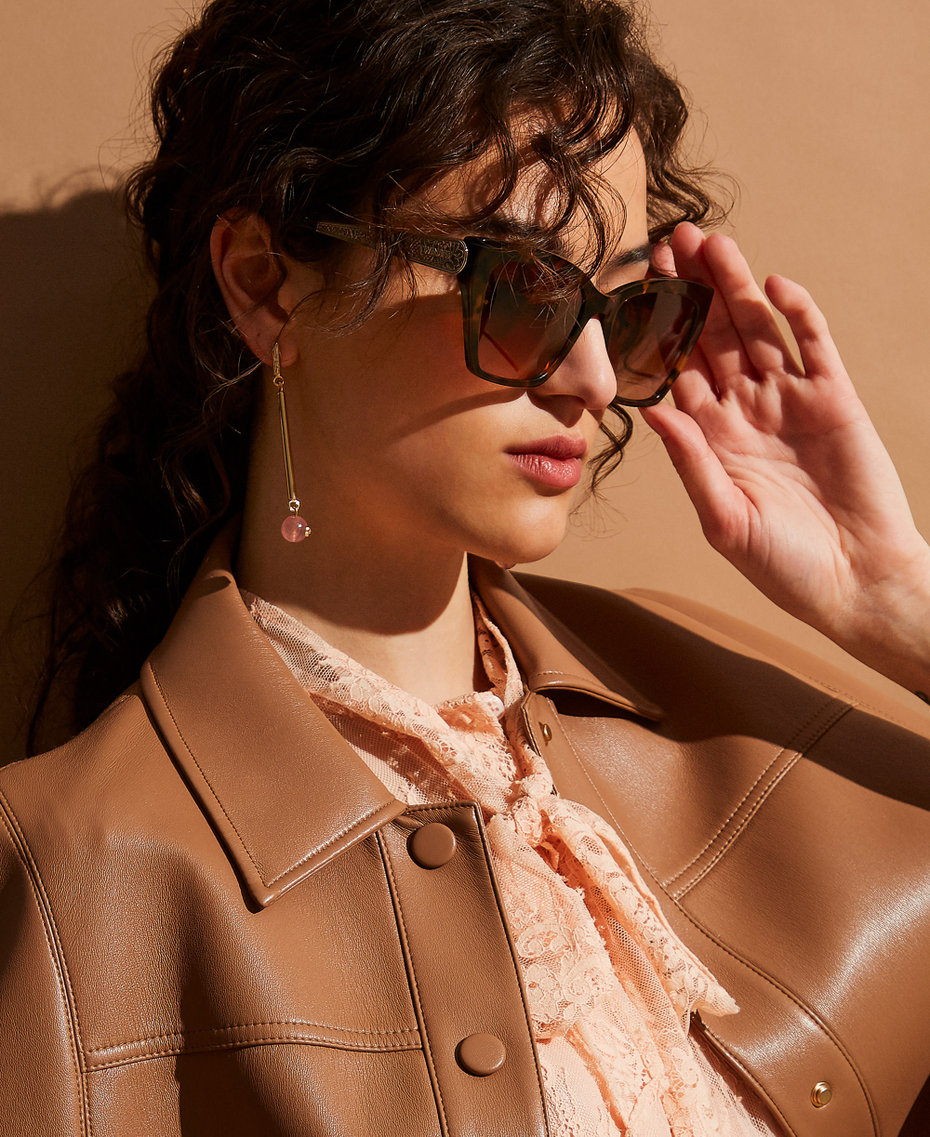 Butterfly-shaped acetate sunglasses Light Havana Woman 999TZ5095_14155_T0