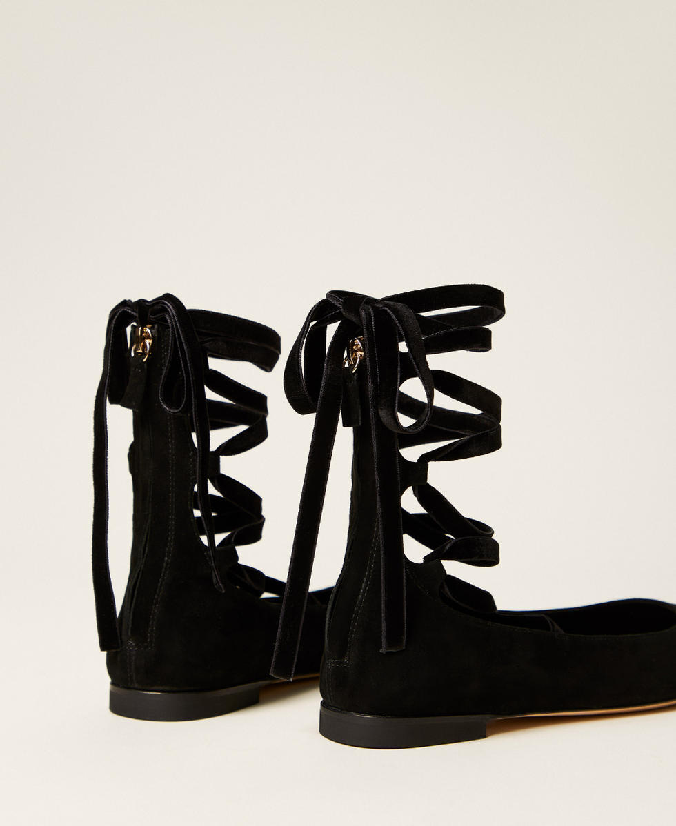Ballerine in pelle scamosciata Nero Donna 252TST010_00006_03