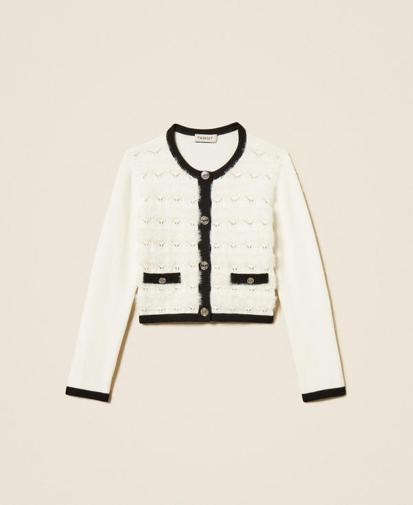 Knit cardigan with piping and buttons