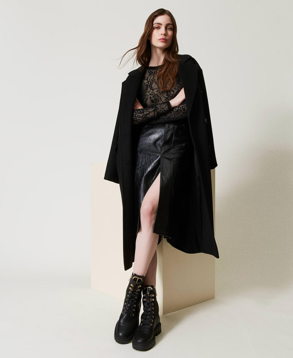 Combat boots with rhinestone Oval T Black Woman 242TCP072_00006_S0