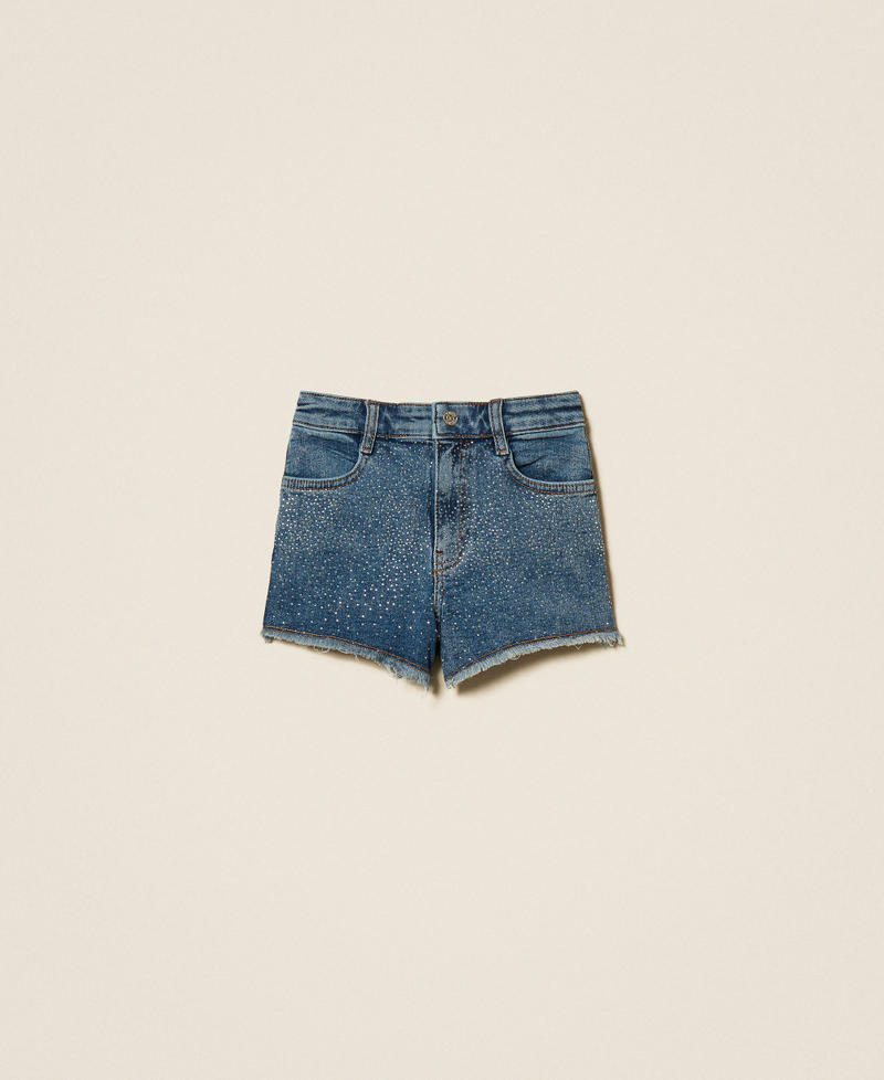 Denim shorts with studs Medium Blue Denim Girl 261GJ2121_13321_S0