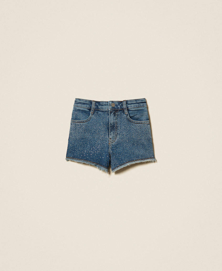 Denim shorts with studs Medium Blue Denim Girl 261GJ2121_13321_S0