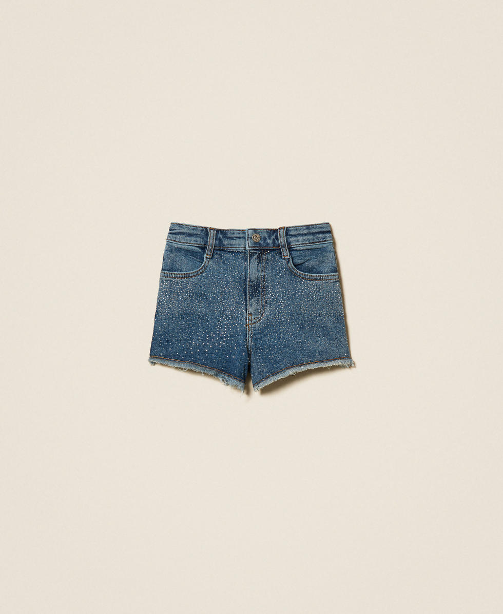 Denim shorts with studs