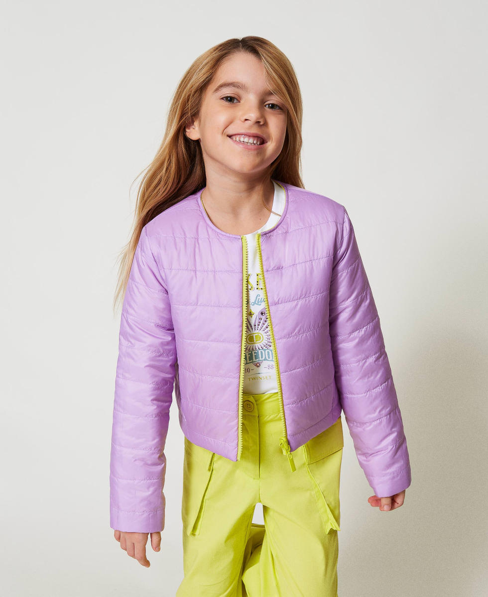 Reversible two-tone puffer jacket Two-tone Yellow Plum/Pastel Violet Girl 251GJ2650_12301_02