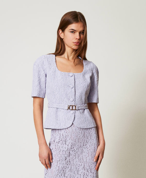Floral lace jacket with belt