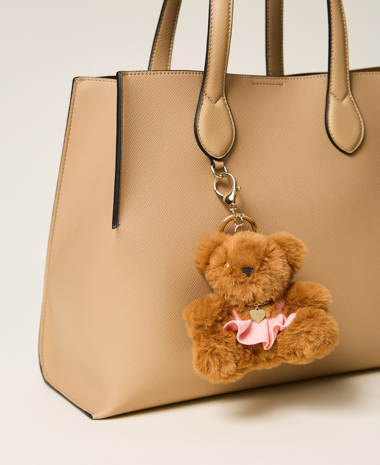 Faux fur bear key ring Leather Brown Woman 262TH7075_00057_03