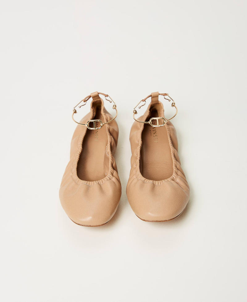 Ballet flats with strap Camel Woman 251TCP150_00044_04