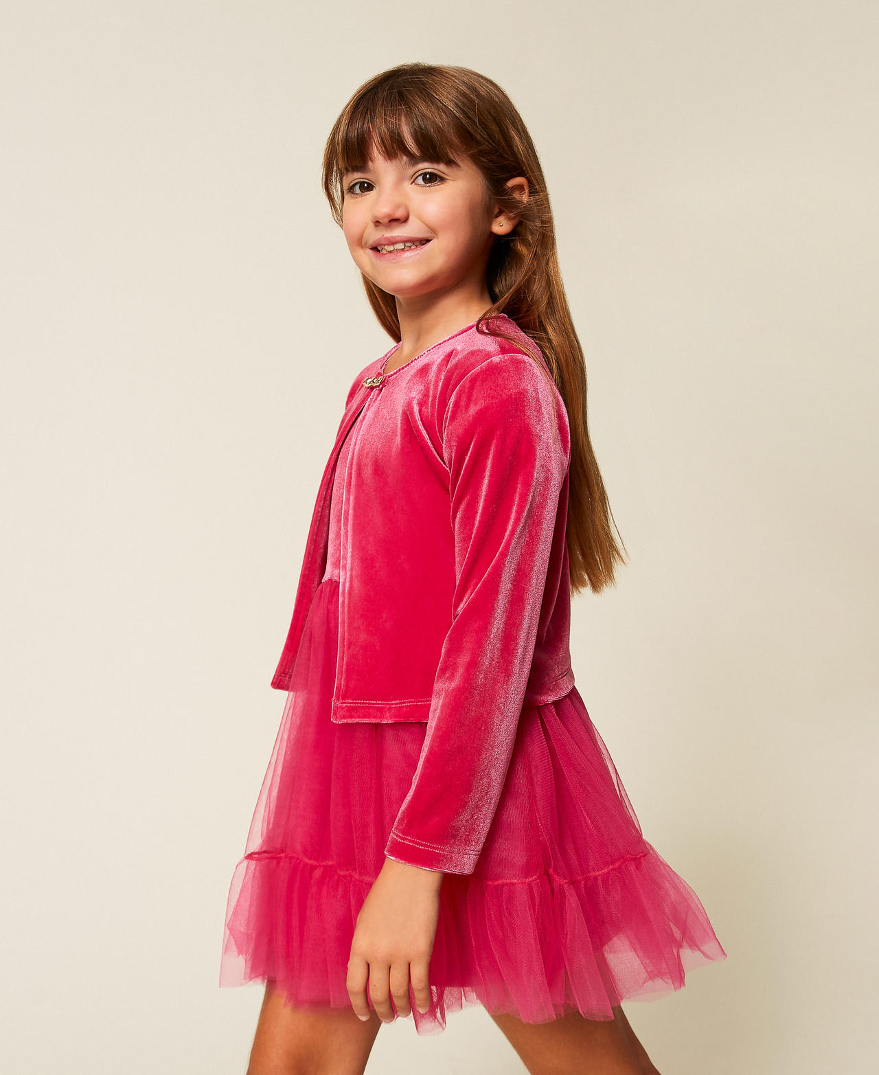 Boléro pour fille en velours avec Oval T Rose Candy Rose Fille 252GB2203_00338_02