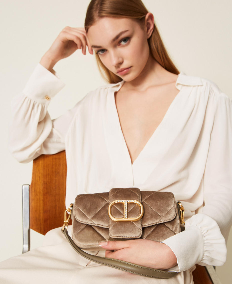 Borsa a tracolla 'Amie' in velluto Natural Beige Donna 252TB7180_12129_T0
