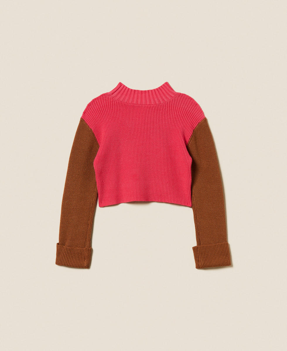 Color-Block-Stehkragenpullover Multicolor &bdquo;Biscuit&ldquo;-Beige / Camel / Candy Rose M&auml;dchen 252GJ3060_12734_S1