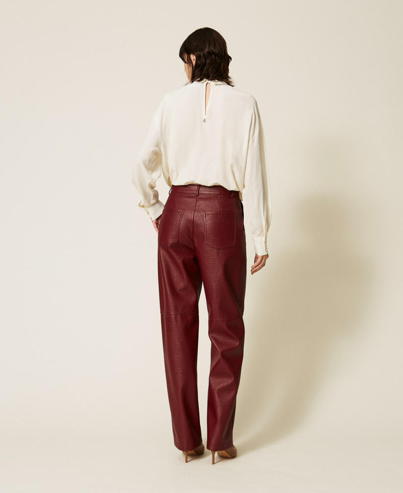 Wide faux leather trousers "Rhubarb" Red Woman 262AP2292_13643_03