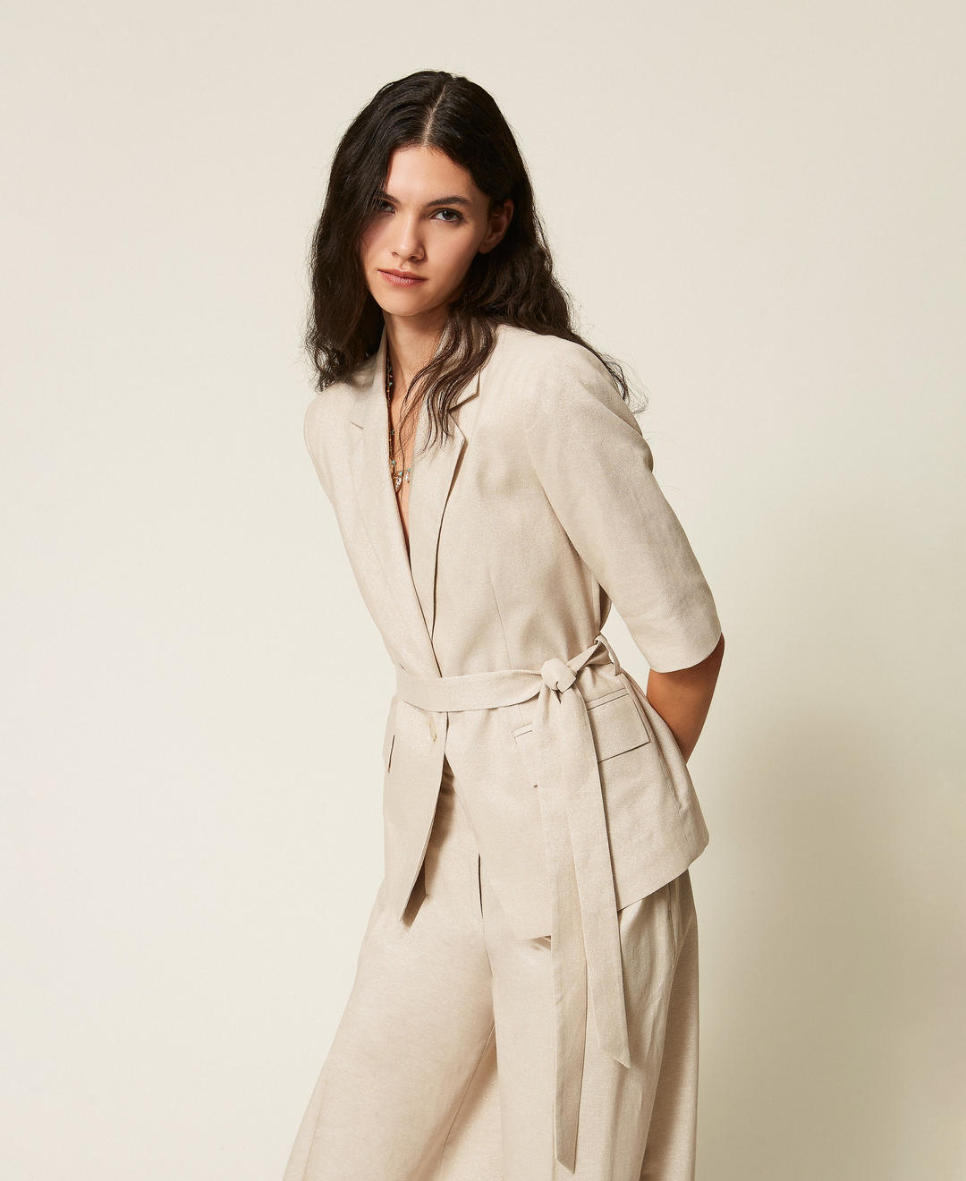 Blazer en lin mélangé avec lurex