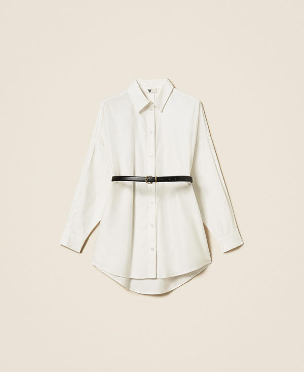 Poplin shirt with belt