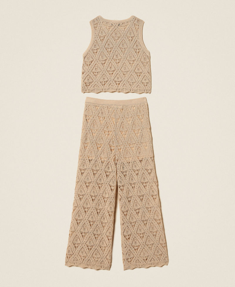 Top et pantalon ample en maille avec losanges Beige &laquo;&nbsp;Safari&nbsp;&raquo; Fille 261GJ3031_13191_S1