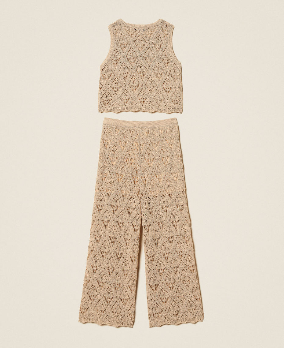 Top et pantalon ample en maille avec losanges Beige &laquo;&nbsp;Safari&nbsp;&raquo; Fille 261GJ3031_13191_S1