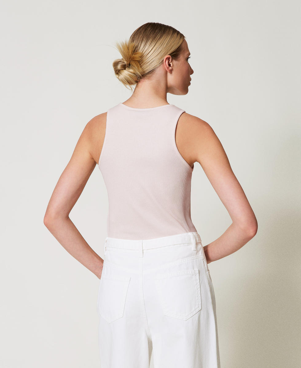 Top ajust&eacute; c&ocirc;tel&eacute; avec Oval T Cupcake Pink Femme 251TP2550_00178_03