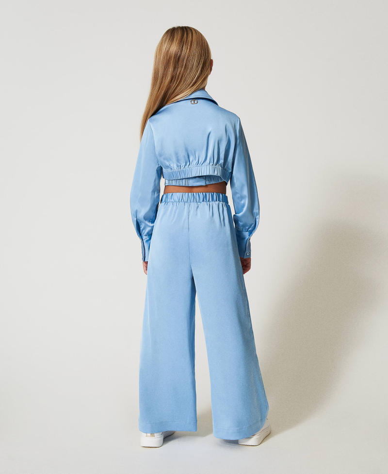 Chemise cropped et pantalon en satin Bleu « Paper Blue » Fille 251GJ2451_12148_03