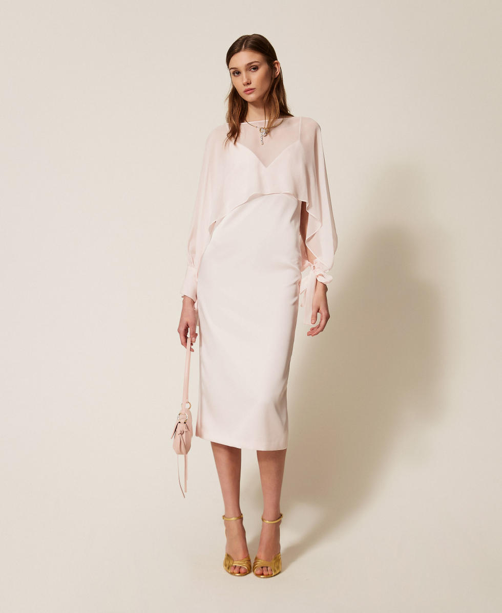 Georgette cropped blouse Pink Sand Woman 261TP2791_00570_01