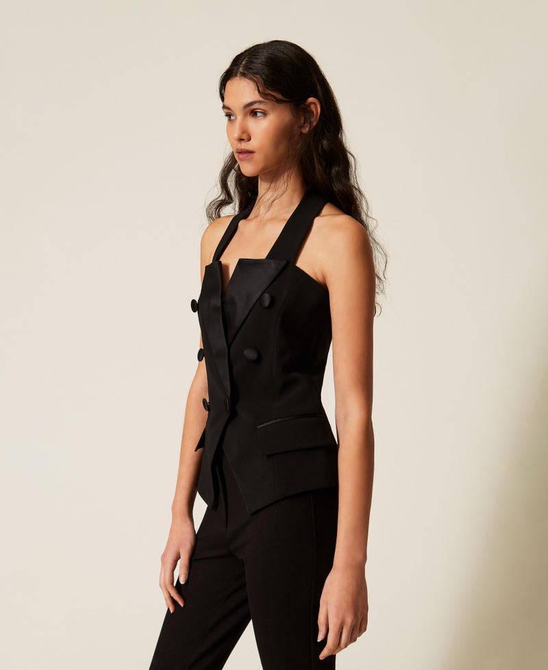 Chaleco de cady con botones con logotipo Negro Mujer 261AP2276_00006_02