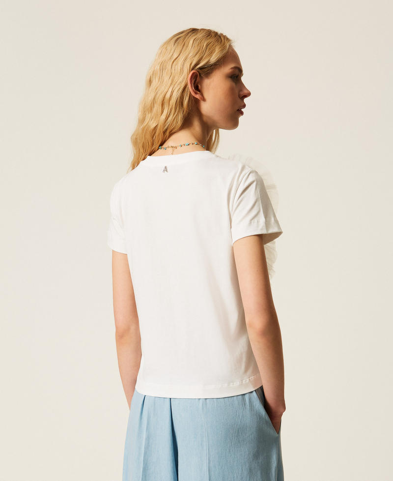 T-shirt regular avec fleurs en tulle Off White Femme 261AT2190_00526_03