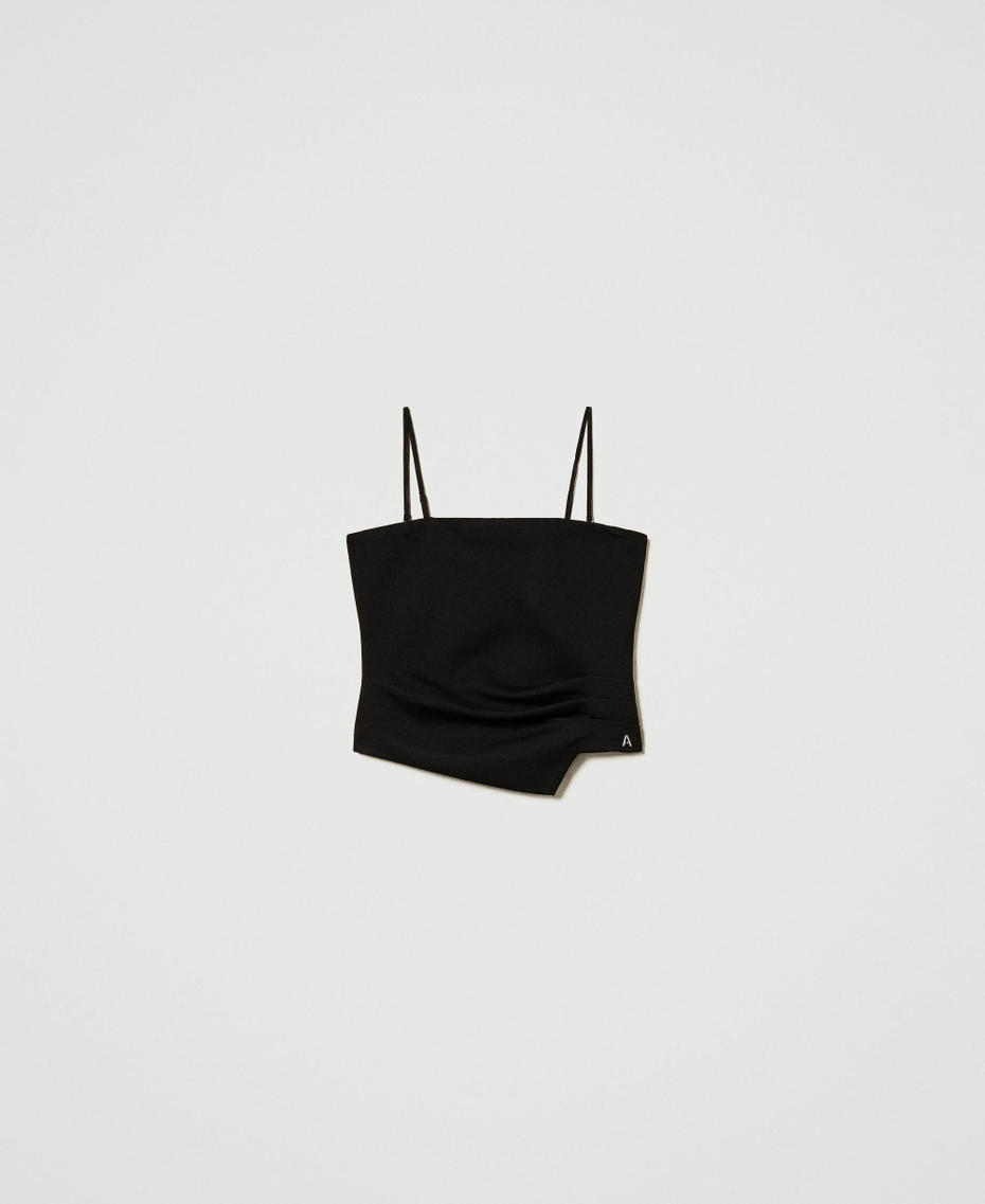 Fitted top with draping Black Woman 251AP2055_00006_S0