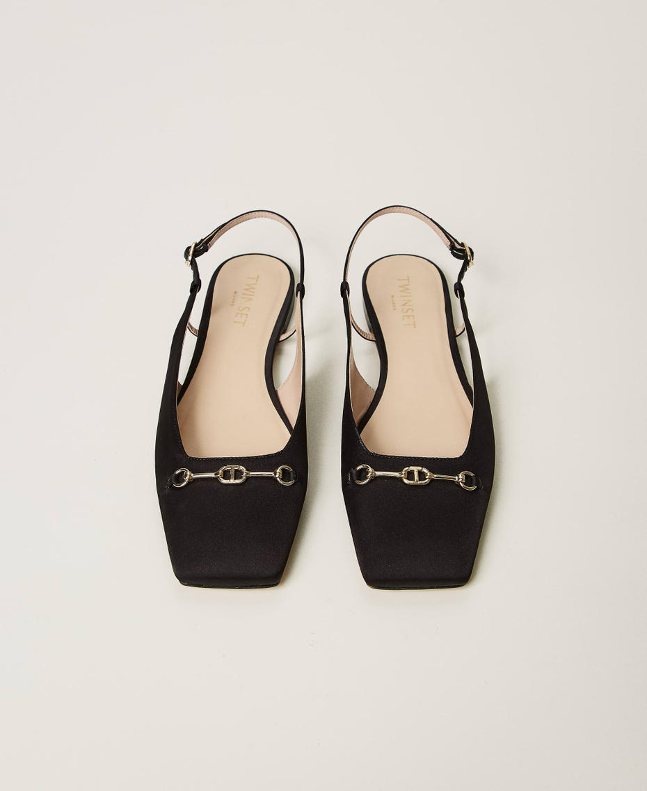 Satin sling back ballet flats Black Woman 251TCP082_00006_04
