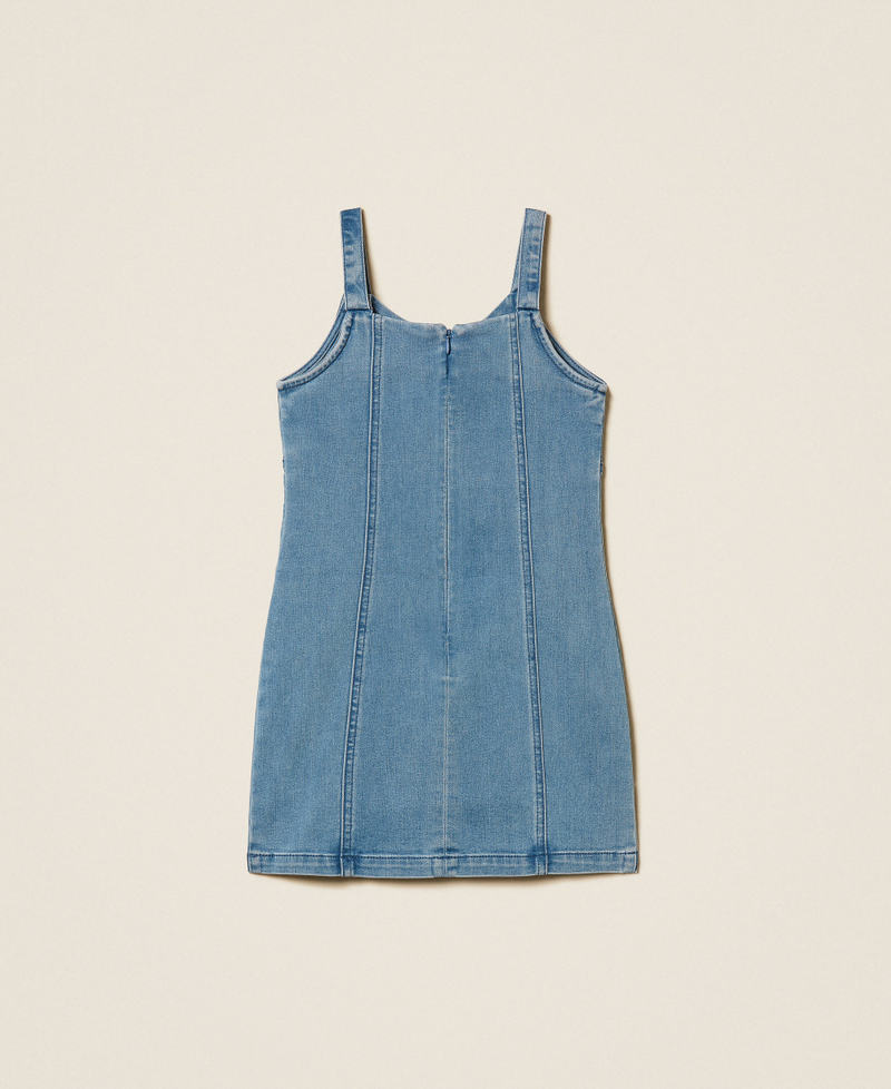 Abito corto in jeans con fiocco Denim Blu Medio Bambina 261GJ2061_03451_S1