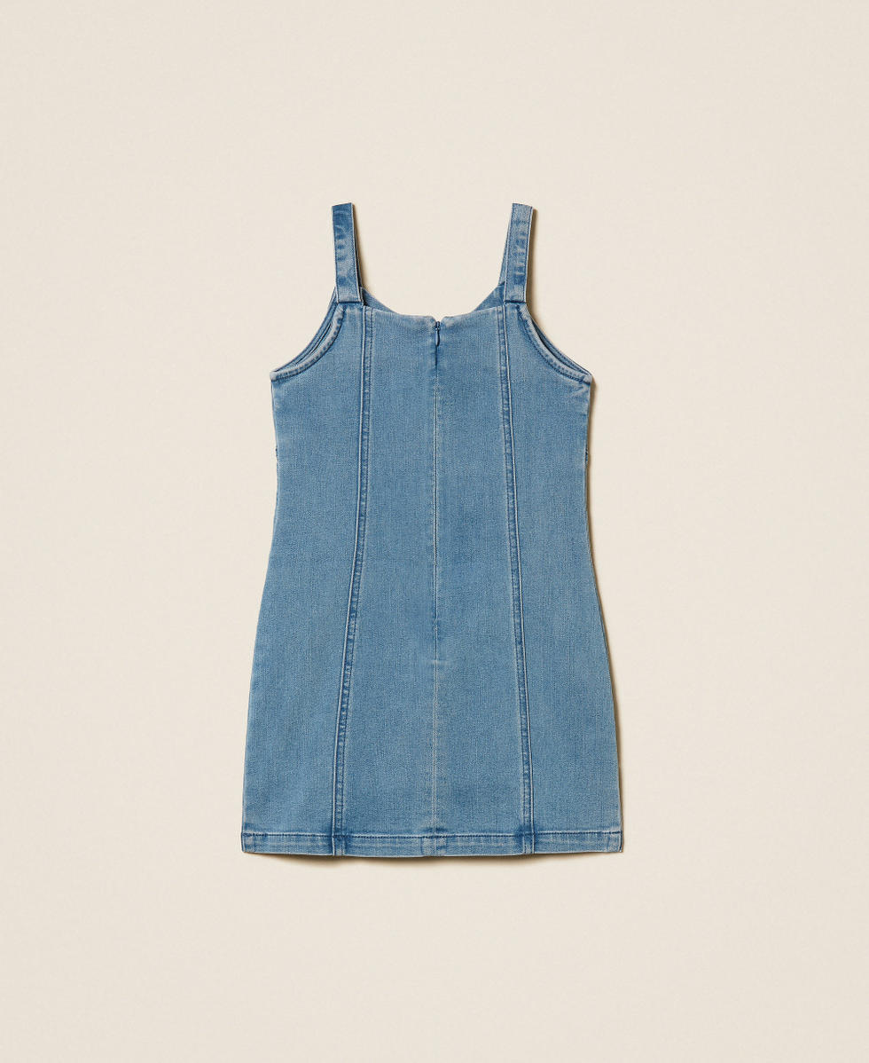 Robe courte en jean avec n&oelig;ud Bleu Jean Moyen Fille 261GJ2061_03451_S1