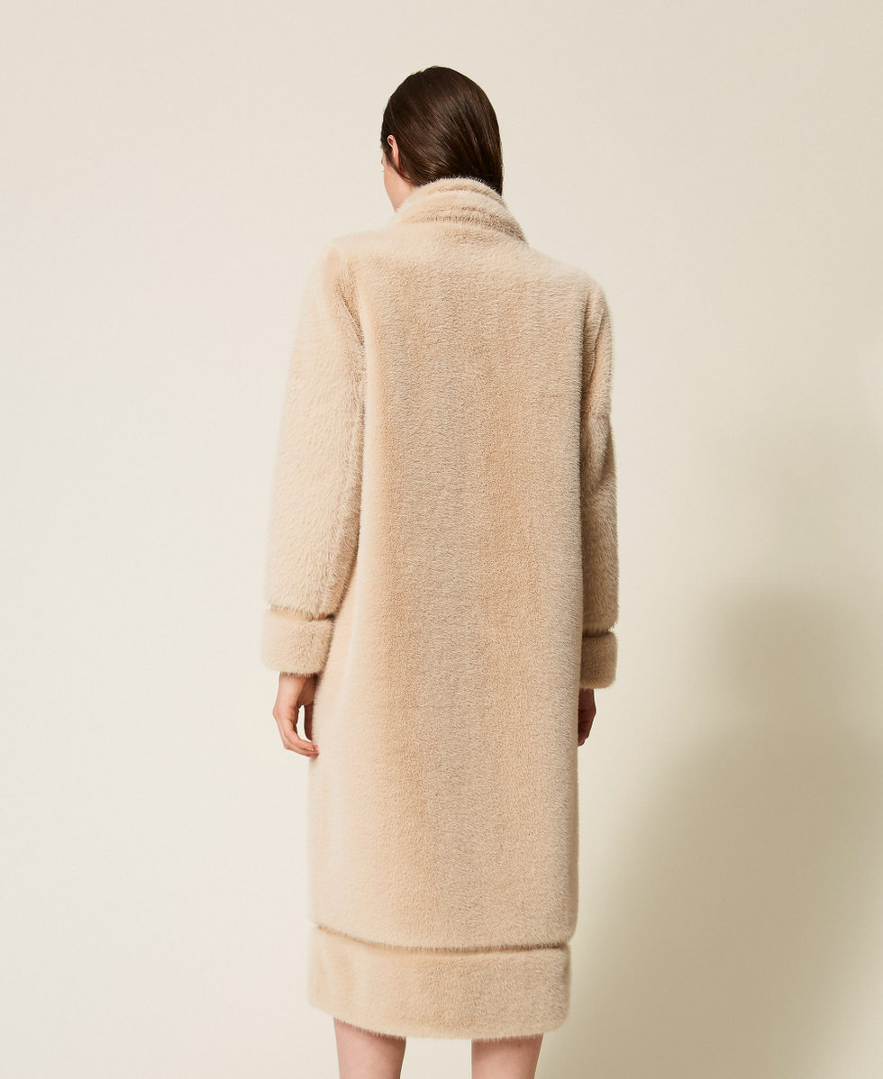 Double-breasted faux fur coat Light Natural Woman 252TT2152_12227_03