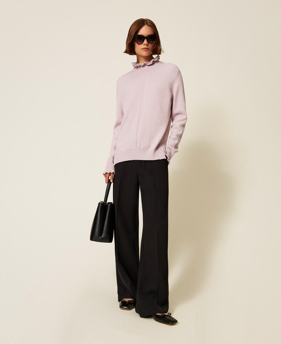 Wool blend jumper with ruffles “Pink Lavender” Woman 252TT3350_03727_T0