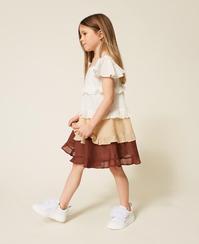 Abito corto baby in mussola multicolor Multicolor Off White / Beige "Safari" / Marrone"Dark Root" Bambina 261GB2110_13309_02
