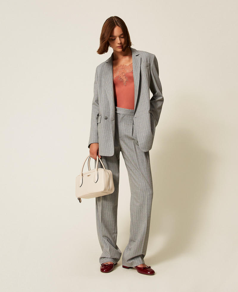 Satin and lace top Rust Brown Woman 252TP2391_12608_T0