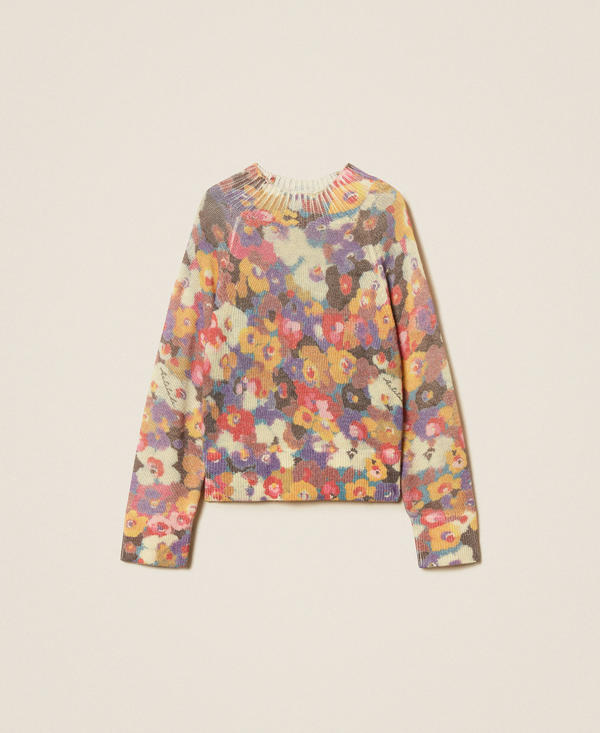Pull col montant avec imprimé floral