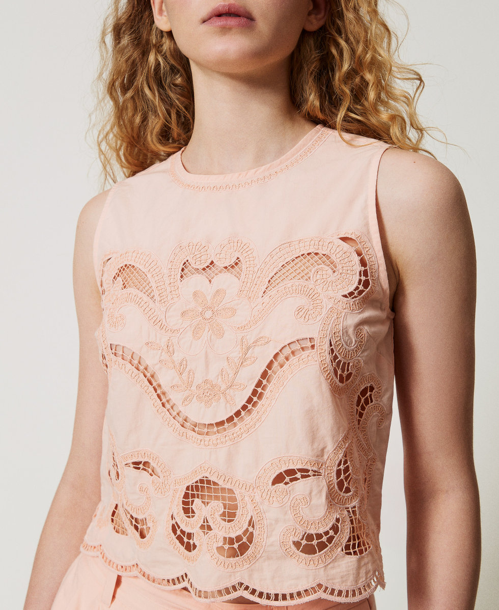 Top with openwork embroidery "Sahara Rose&rdquo; Pink Woman 251TT2165_06666_04