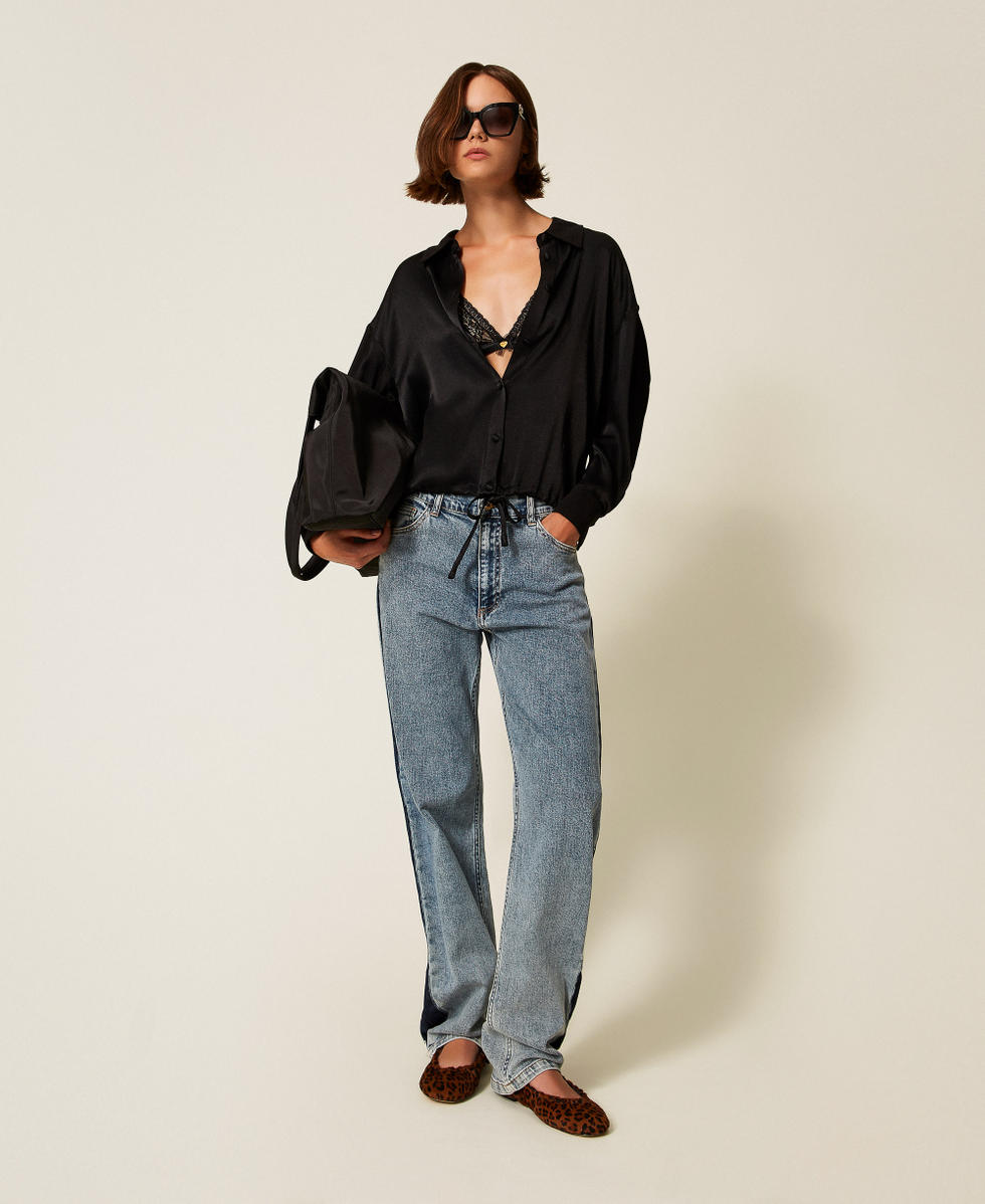 Satin shirt with drawstring