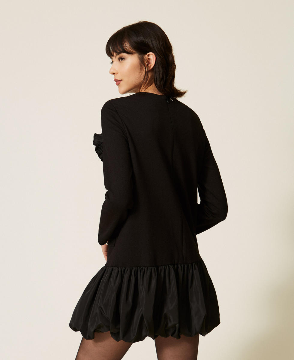 Robe courte avec jupe en taffetas Noir Femme 262AP2522_00006_03