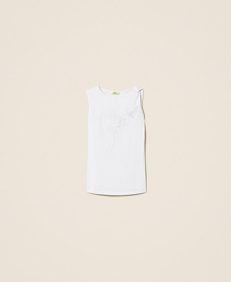 Top MYFO avec rose brod&eacute;e Blanc "Papers" Femme 261AQ2011_00840_S0