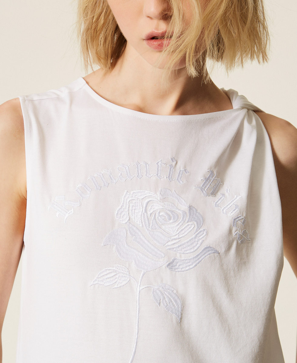 MYFO top with rose embroidery "Papers" White Woman 261AQ2011_00840_04